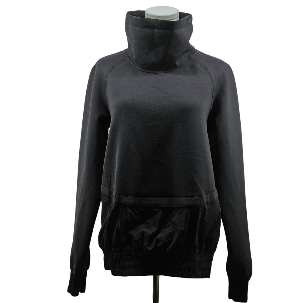 Lululemon Sweatshirt Womens S Black Pullover‎ High Neck Raglan Pockets Logo